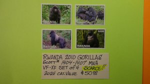 Rwanda 2010 Gorillas Scott# 1404-1407 complete MNH VF-XF