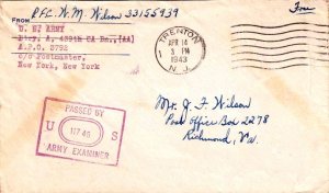 United States A.P.O.'s Soldier's Free Mail 1943 Trenton, N.J. [A.P.O. 3792] A...