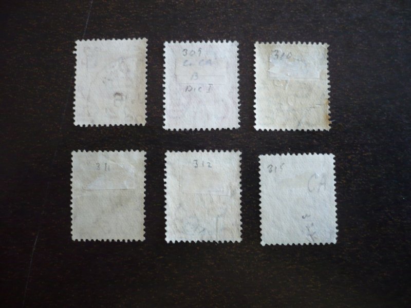 Stamps - Ceylon - Scott# 201,204-207,210 - Used Part Set of 6 Stamps