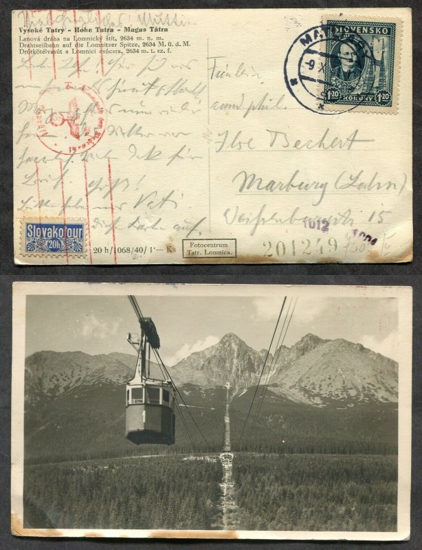 366 - SLOVAKIA 1941 CENSORED Tatra Postcard to Germany. SLOVAKOTOUR 20h Stamp