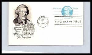 #UY23 John Hanson Postal Reply Card - Artmaster Cachet 18EV
