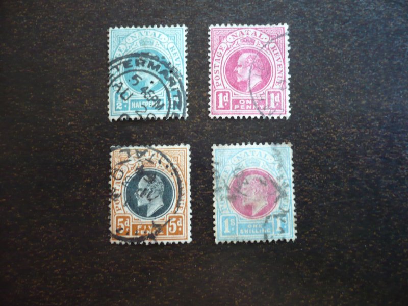 Stamps - Natal - Scott# 101,102,105,106 - Used Part Set of 4 Stamps
