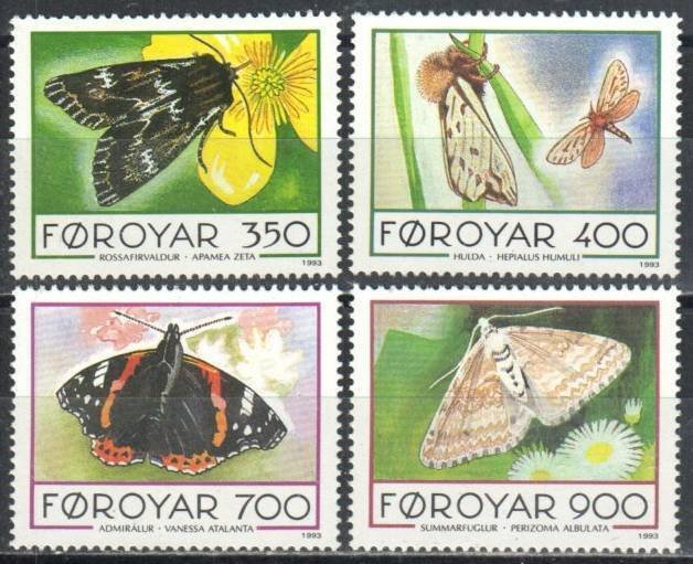 Faroe Islands Stamp 256-259  - Butterflys