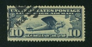 US 1927 10c dark blue Lindbergh Airmail, Scott C10 used, Value = $2.50