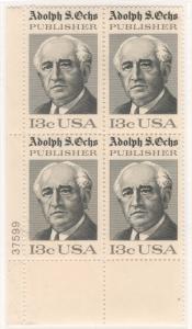 1700: Adolph S. Ochs - Plate Block - MNH - 37599-LL