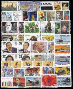  PCBstamps   US 1996 Commemoratives Year Set (3024//3118) 53 var.,  MNH