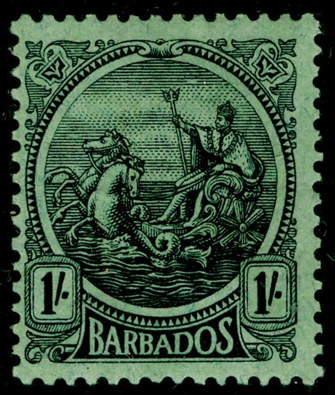 BARBADOS SG226, 1s Black & Emerald, M MINT. Cat £55.