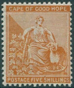 Cape of Good Hope 1884 SG54 5/- orange Hope with Ram MNH