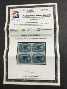 MOMEN: US STAMPS #LO2 EAGLE CARRIER BLOCK MINT OG NH PSE GRADED VF-80