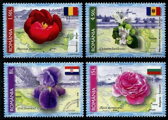 HERRICKSTAMP NEW ISSUES ROMANIA Sc.# 5913-16 Flowers, National Symbol