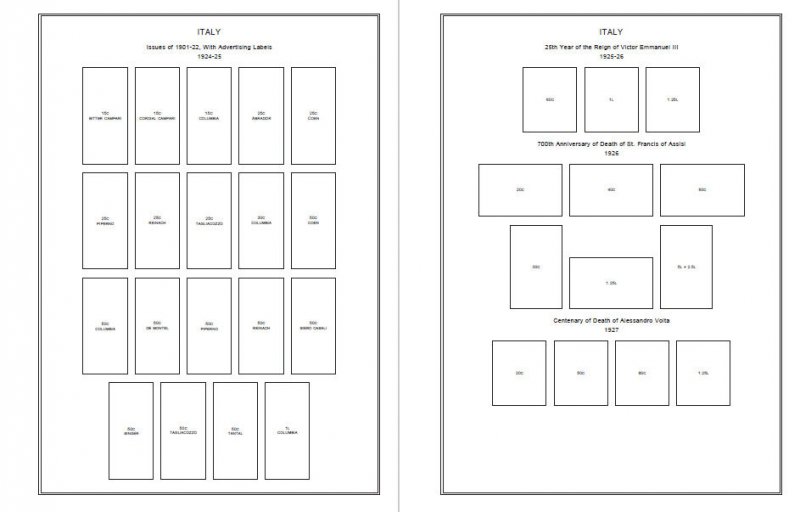 PRINTED ITALY [CLASS.] 1862-1942 STAMP ALBUM PAGES (55 pages)