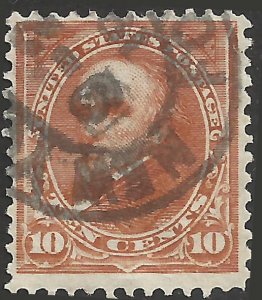 # 283a Orange Brown Used FAULT Daniel Webster Vert. Wmk.