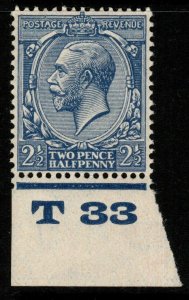 GB SG422 N37(2) 1924 2½d PALE BLUE CONTROL T33 MTD MINT