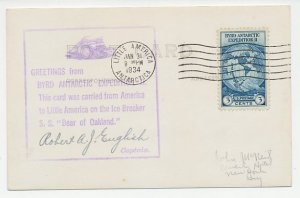 Card / Postmark USA 1934 Byrd Antarctic Expedition II - Photo postcard Weddel se