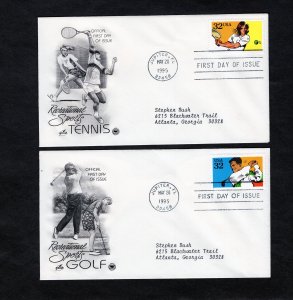 2961-2965 Recreational Sports, FDC set/5 ArtCraft/PCS addressed