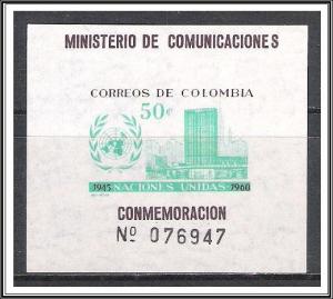 Colombia #725 Anniversary UN Souvenir Sheet MH