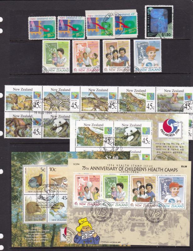 New Zealand x 3 mini sheets,1 block,2 sets & a single used (CTO)