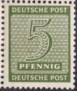 Germany DDR Russian Occupation West Saxony 1945 -  14N3 MNH Watermark Y