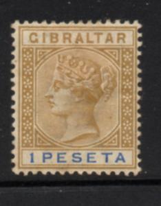 Gibraltar Sc 36 1895 1 peseta Victoria stamp mint