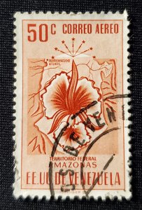 Venezuela C505, 1953 Map and Orchids, Cat. value - $8.25