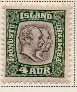 Iceland Sc  O32 1907 4 aur 2 Kings Official stamp mint