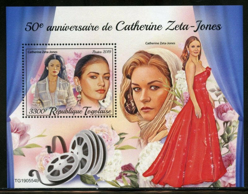 TOGO  50th BIRTH ANNIVERSARY OF CATHERINE ZETA-JONES SOUVENIR SHEET  MINT NH