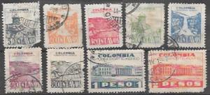 Colombia C134-139, C142-144. 1939-1945.  used