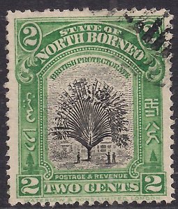 North Borneo 1909 - 23 KEV11 2ct Green Travellers Tree used SG 160 ( J1385 )