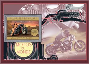 GUINEA - 2012 - US Motorcycles - Perf Souv Sheet - Mint Never Hinged