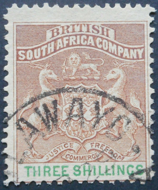 Rhodesia 1894 Three Shillings SG 25 used