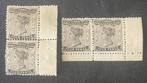 1868-70 Prince Edward Island Pair of Stamps, 4 and 6 Pence, MNH, VF