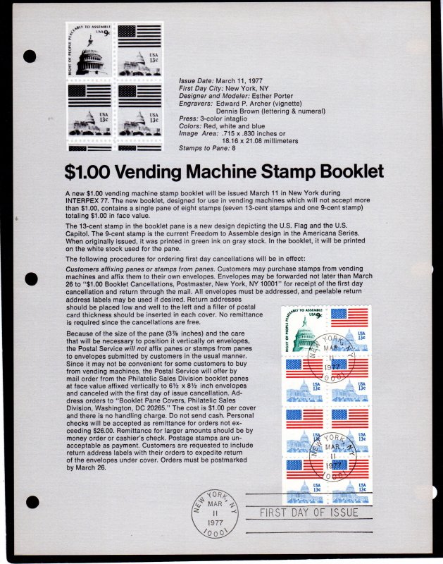 USA. Souvenir Page. Scott # SP401, FDC, 1623Bc  Lot 220356