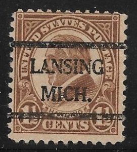 US Bureau Precancels: MI: Lansing; #633-42; 1½¢ 1926-31; PSS CV $2.50
