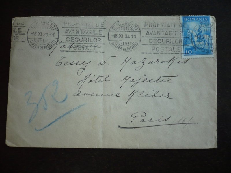 Postal History - Romania - Scott# 416 - Mailed to Paris, France.