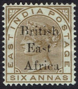 BRITISH EAST AFRICA 1895 QV INDIA OVERPRINTED 6A