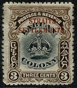 MALAYSIA STRAITS SETTLEMENTS KE VII 1906-07 3c BLACK & SEPIA UNUSED SG143 VGC