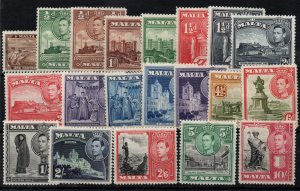 Malta KGVI 1938 mint LHM set SG217-231 (1s 6d missing) WS45999
