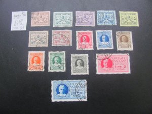 VATICAN 1929 USED SC 1-13, E1-2 SET XF  $125 (152)