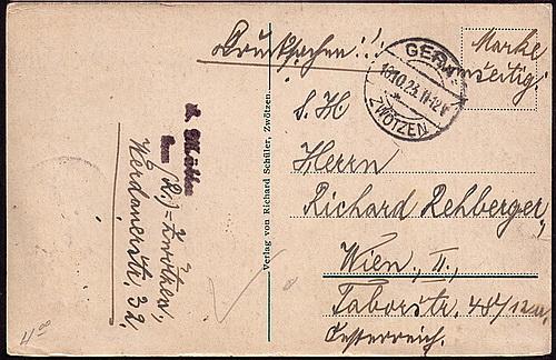  Germany # 289(2) on post card to Austria Oct16 23 