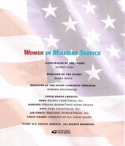 USPS First Day of Issue Ceremony Program #3174 Women in Military Service 1997