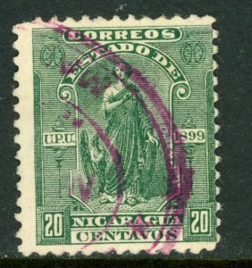 Nicaragua 1899 Seebeck 20¢ Justice Postally Used B820 ⭐⭐⭐⭐⭐⭐
