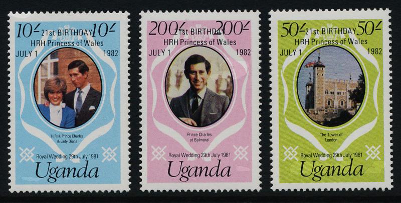 Uganda 342-5 MNH Princess Diana 21st Birthday o/p, Royal Wedding