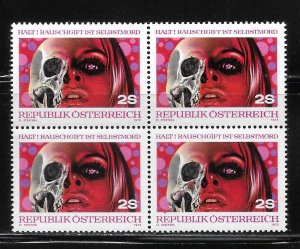 Austria 938 Against Drug Abuse Block of 4 MNH