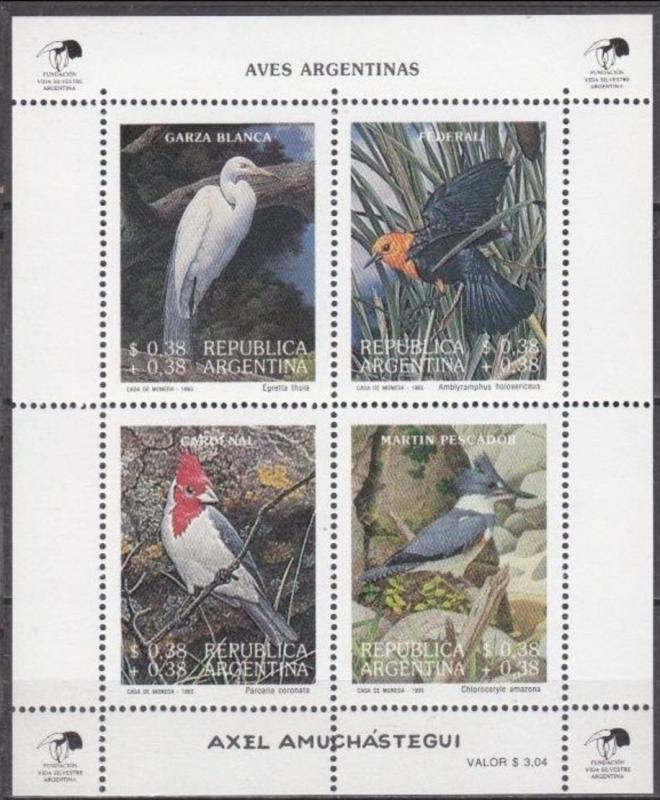 1993	Argentina	2175-2178/B55	Paintings of birds by Axel Amuchastegui	12,00 €