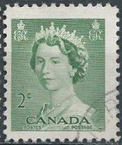 Canada 326 (used) 2c Elizabeth II, green (1953)