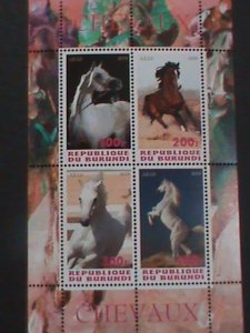 BURUNDI-2009 WORLD FAMOUS COLORFUL BEAUTIFUL LOVELY HORSES MNH SHEET -VF