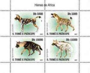 St Thomas - Hyenas on Stamps - 4 Stamp  Sheet ST7405