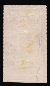 REFERENCE SCOTT #PR3 USED 1865 ORANGE RED READ YELLOW LISTING  IF GENUINE $2500