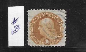 US #123 1875 FRANKLIN 1 CENT (BUFF) - USED