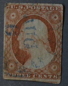 United States #11A Used Type II Blue Cancel AUG 6